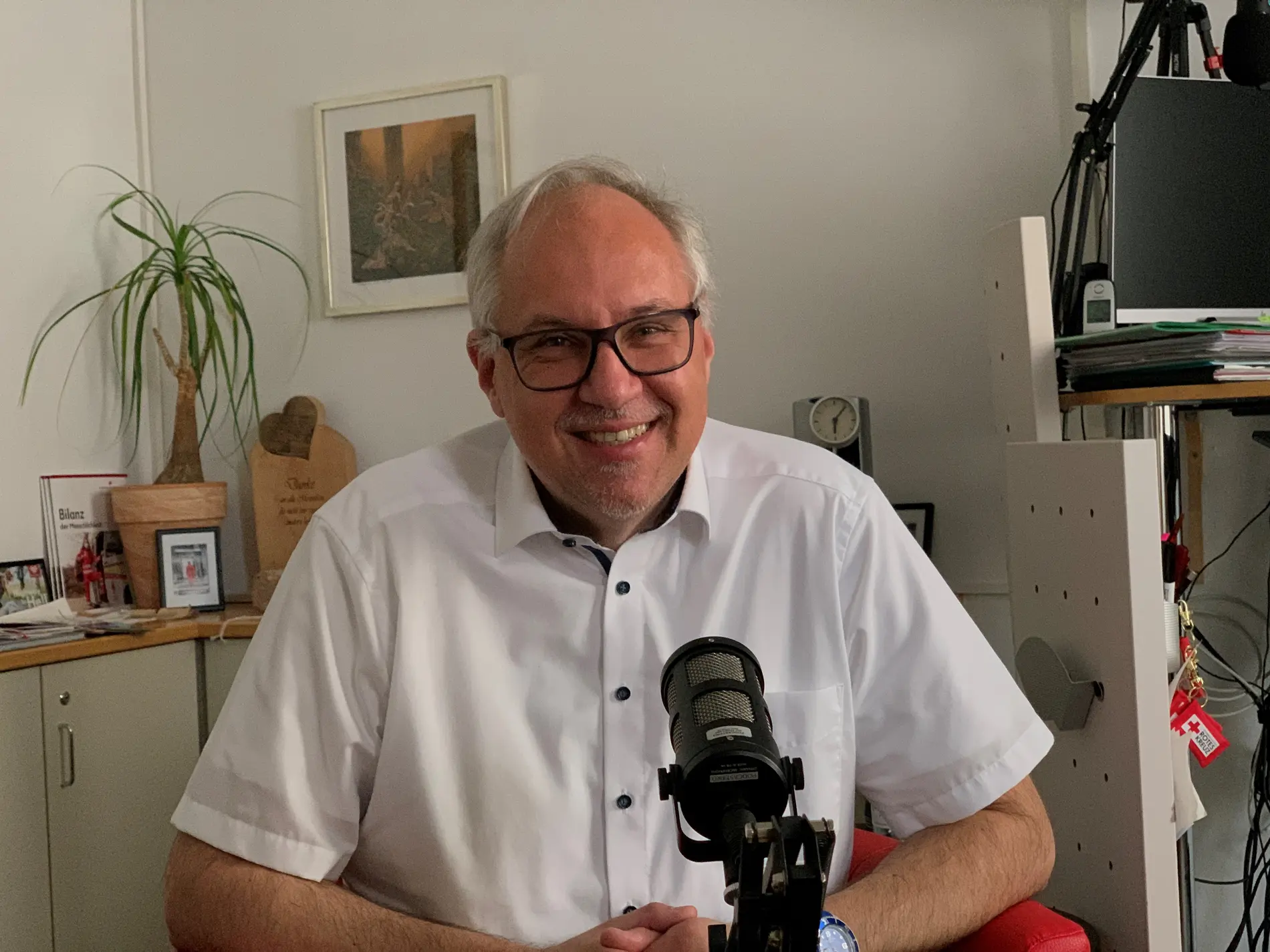 Gerry Foitik bei der Aufnahme des Klimadialog-Podcasts